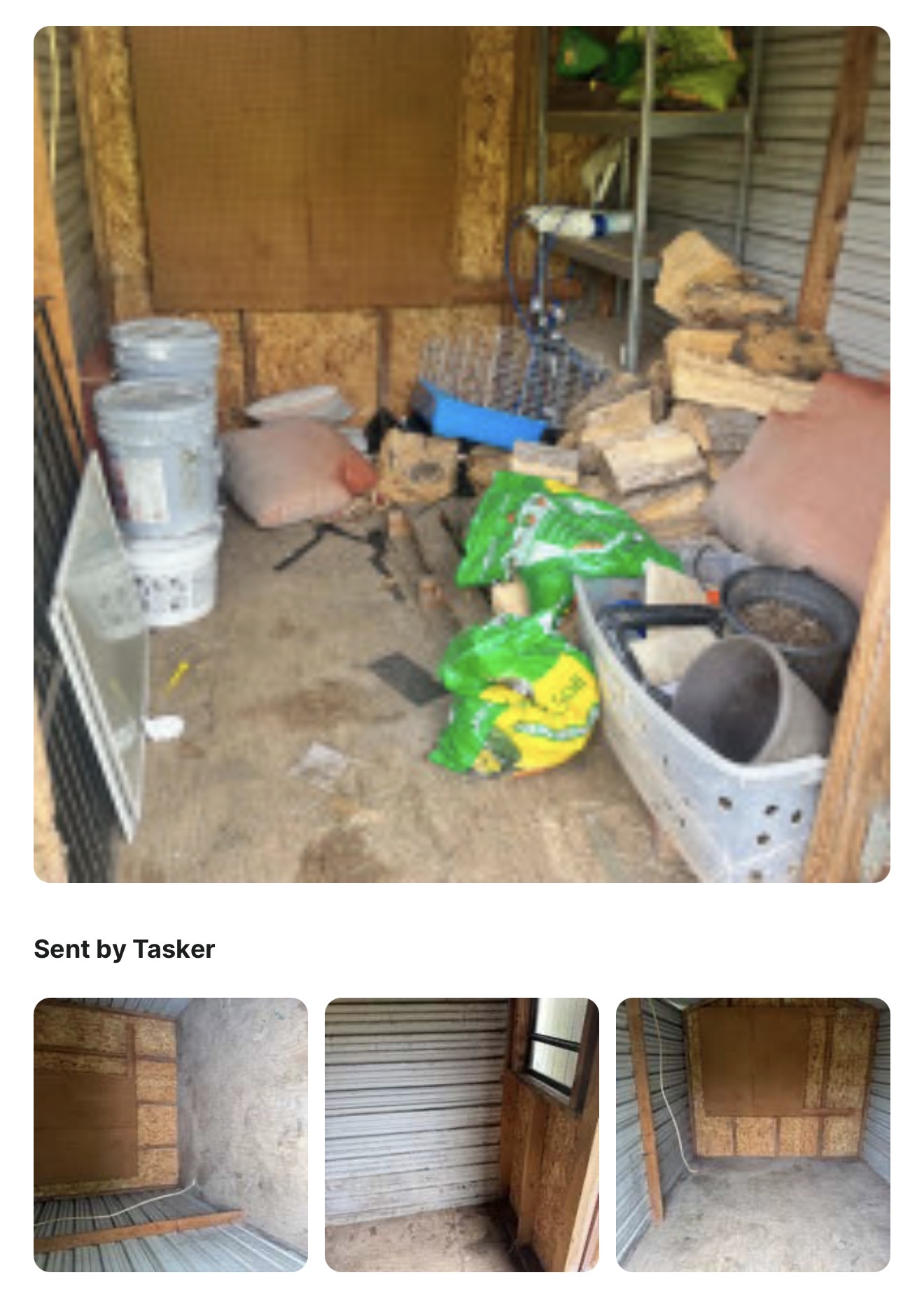Shed cleanout before and after photos